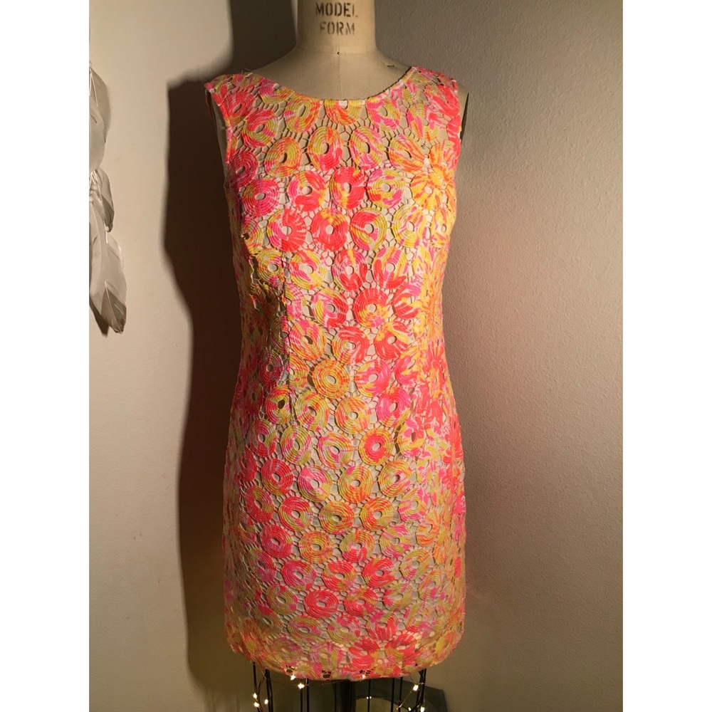Lilly Pulitzer orange and yellow lace dress